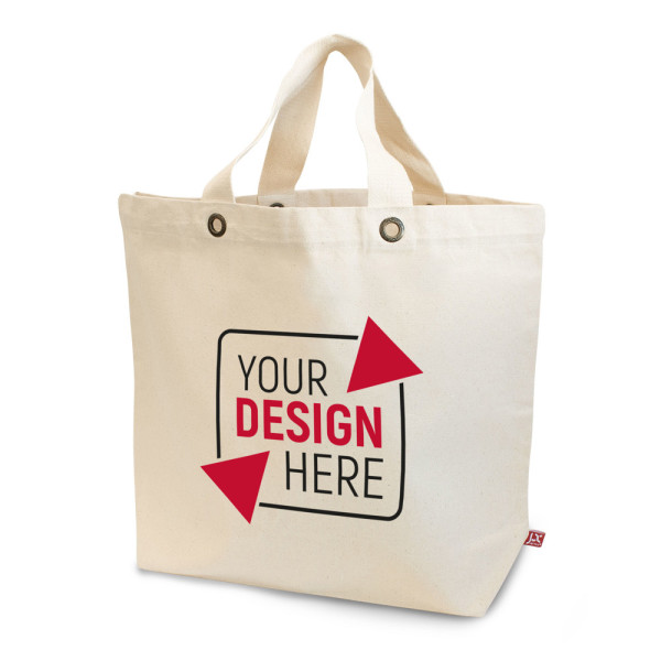 SANTORINI – Canvas-Tasche mit Bodenfalte, kurzen Henkeln und Metallösen