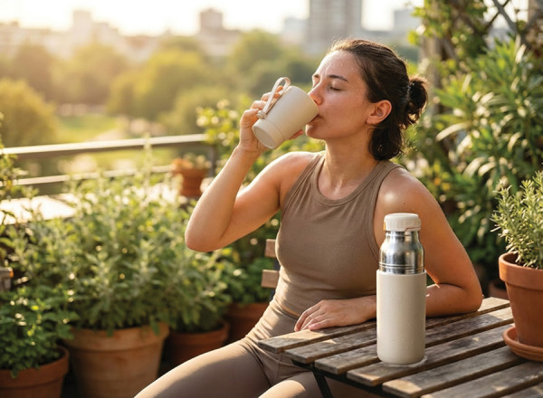 Isolierflasche 'Zeibu', beige, 550 ml