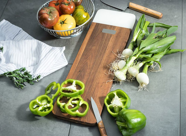 Schneidebrett aus Akazie & weißem Marmor 'Stavanger' (XL)