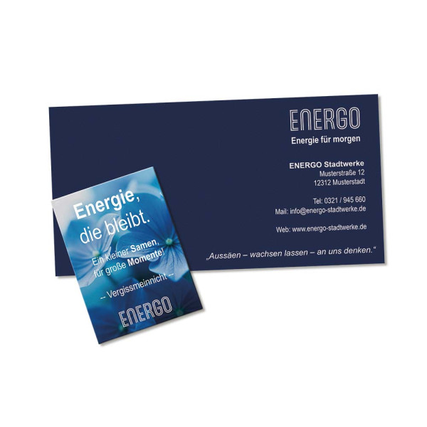 Samentütchen auf Werbekarte