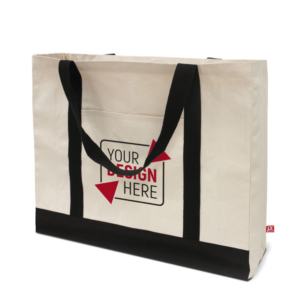 MARBELLA – Große Canvas-Tasche mit Boden- und Seitenfalte sowie Fronttasche